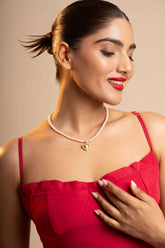 Kokoro - Freshwater Pearl Necklace with Lab Grown Diamond Heart Pendant