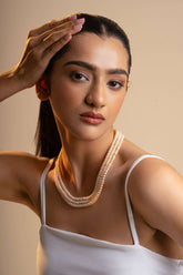 Mikan - Triple-Layer Mandarin Freshwater Pearl Necklace