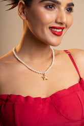 Diamond Star Pearl Necklace - Detachable Pendant (Wear 3 Ways)