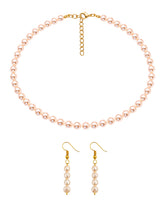 Baby Pink Round Pearl Necklace & Rosy Pearl Earring set
