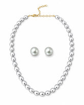 Baroque Silver Tahiti Necklace & Studs Set