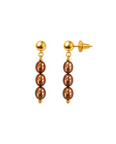 Caramel Brown Pearl Drop Earring