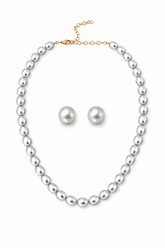 Baroque Silver Tahiti Necklace & Studs Set