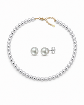 Silver Ash Pearl Necklace & Studs Set