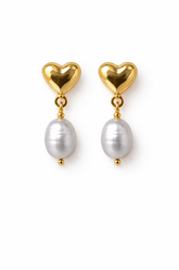 Baroque Silver Heart Drop Earrings