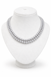 Twin Silver Ash Oval Pearl Necklace