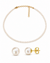 Off White Oval Small Necklace & Studs Set