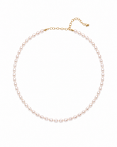 Satin Pink Oval Pearl Necklace