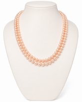 Baby Pink Round Twin Pearl Necklace