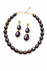 Baroque Blue/Black Tahiti Necklace Set