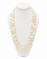 Off White 5 Layer Oval Pearl Necklace