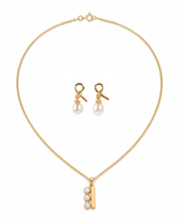 Pearl Drop Necklace & Infinity Knot Pearl Earring Set