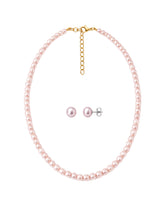 Plum Blossom Pearl Necklace & Studs Set