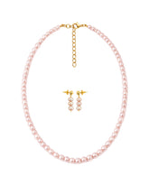 Plum Blossom Pearl Necklace & Plum Pearl Drop Earring Set