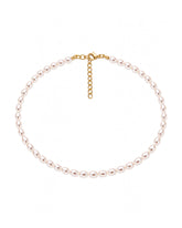 Satin Pink Oval Pearl Necklace