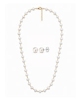 White Pearl Long Chain Necklace & Classic White Pearl Studs Set