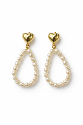 Heart Hoop Pearl Drop Earrings