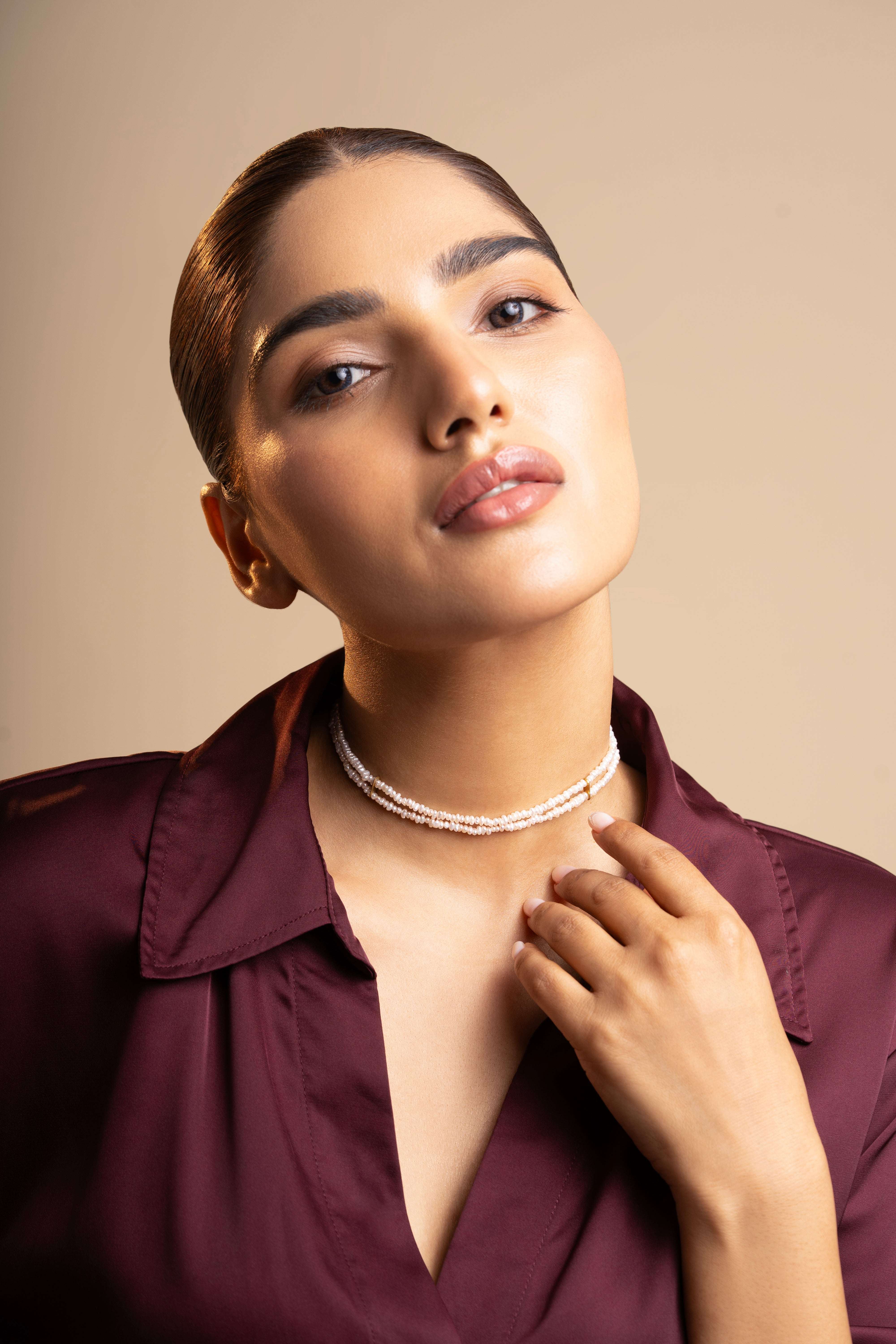 Soai - Blush Pink Blossom Double Freshwater Pearl Choker