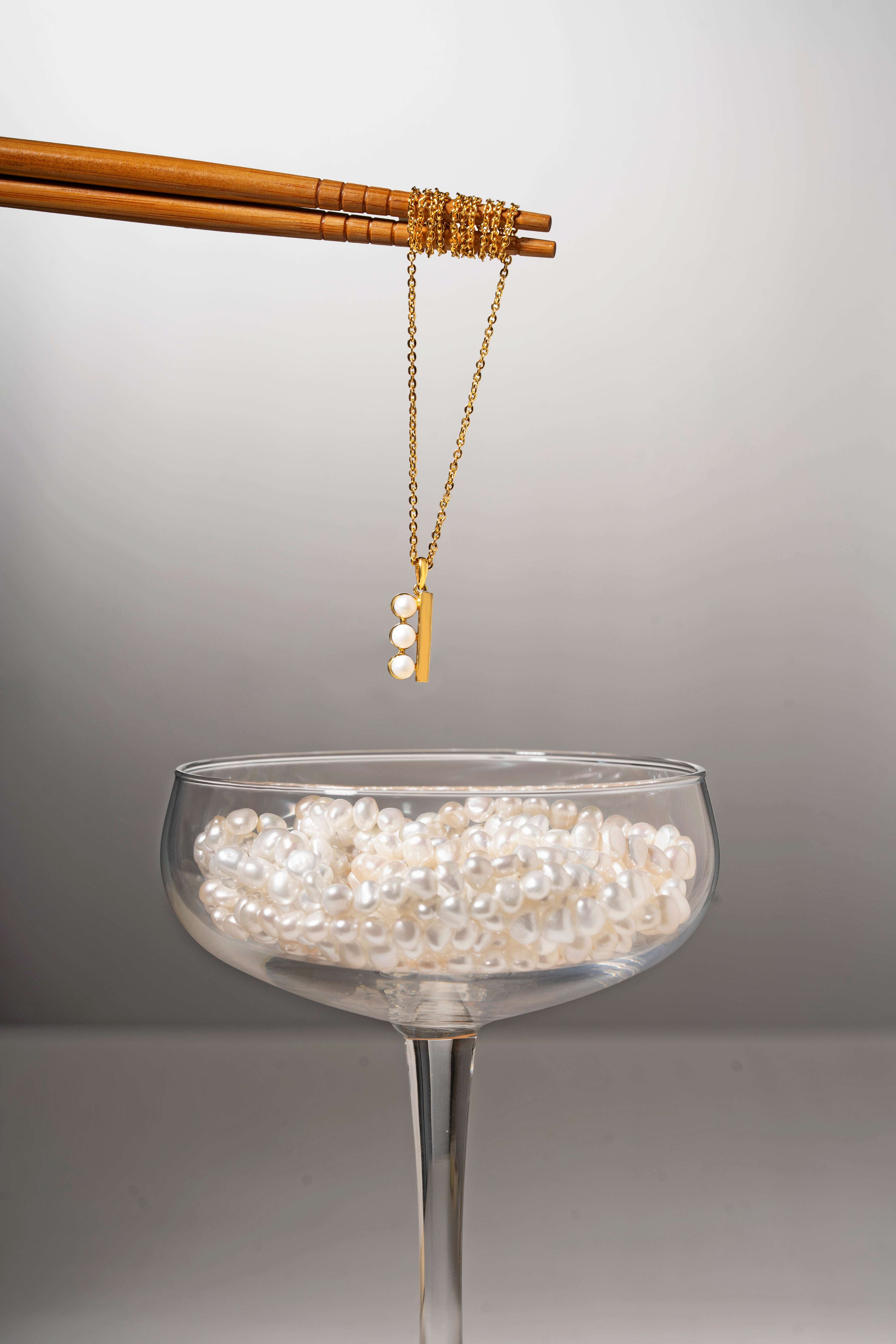 Suki - Triple Drop Freshwater Pearl Necklace