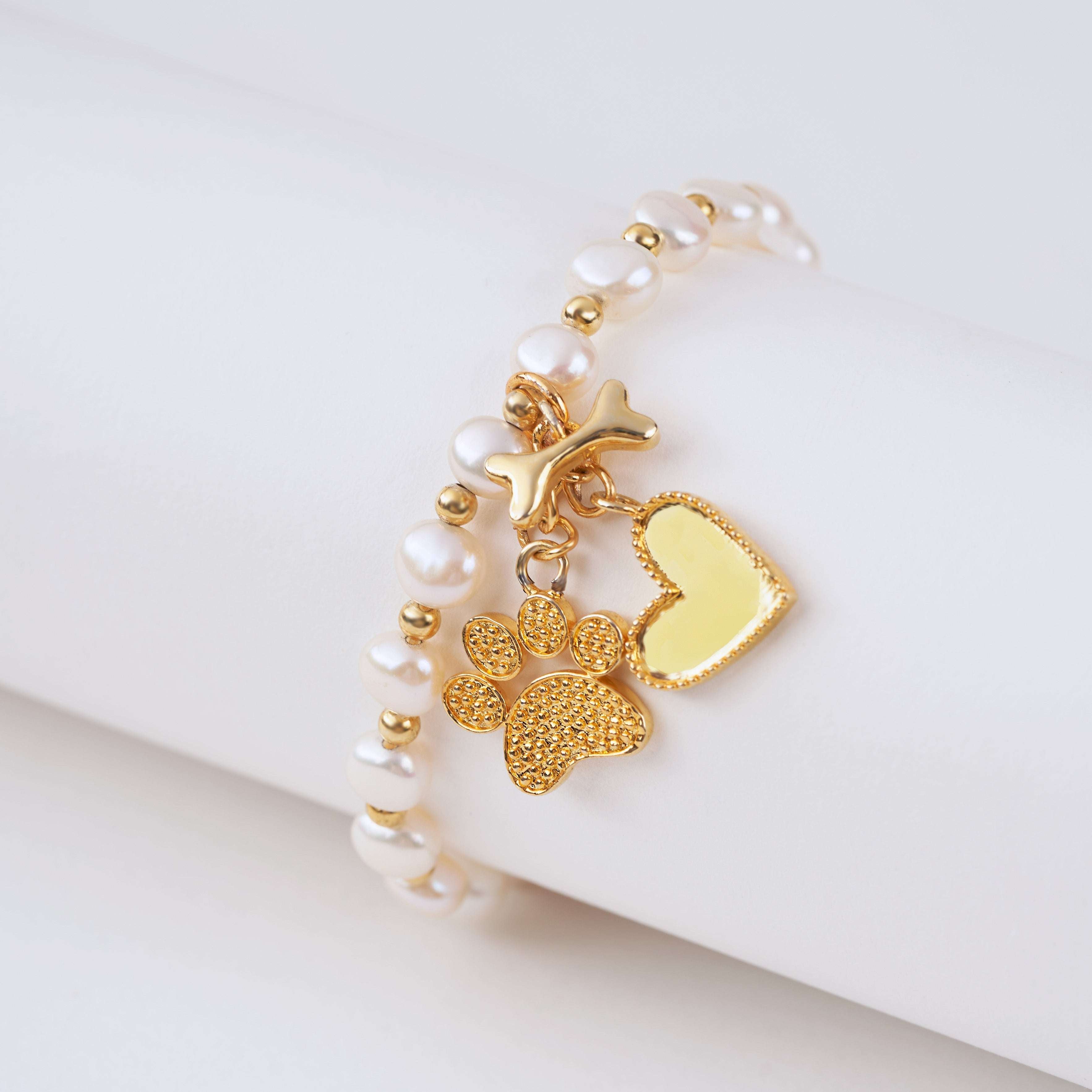 Inu - Dog Charm Pearl Bracelet
