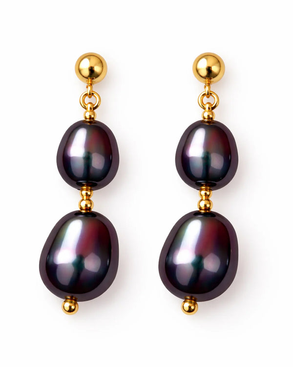 Baroque Navy Blue Drop Pearl Earrings