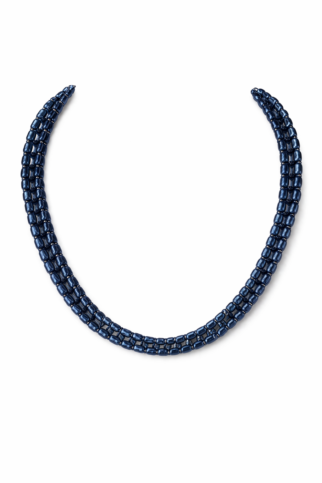 Weave Navy Blue Pearl Necklace