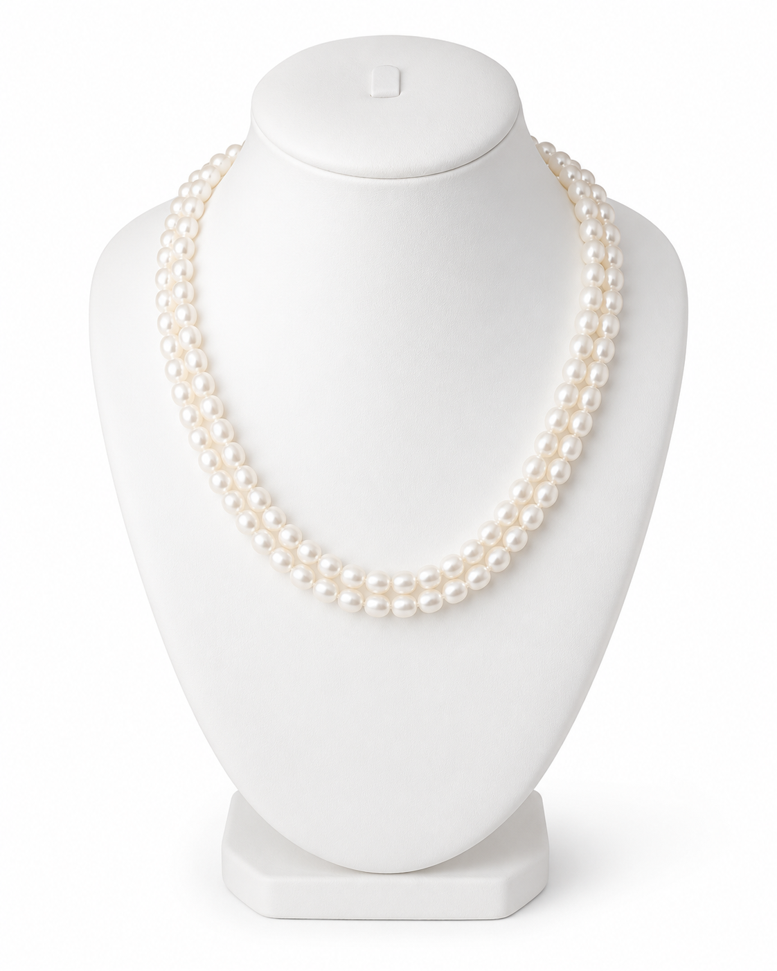 Off White Twin Oval Pearl Necklace