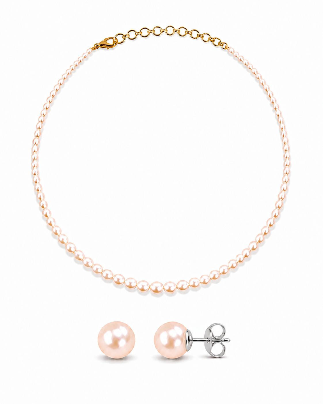 Cherry Blossom Necklace & Peach Studs Set