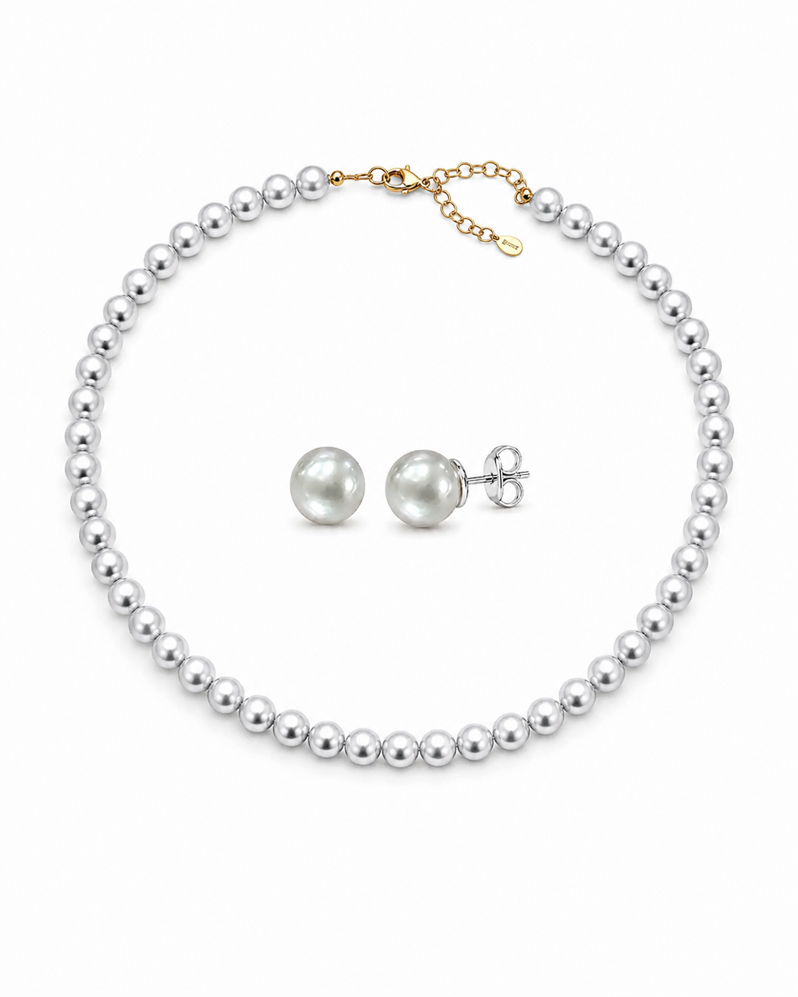 Silver Ash Pearl Necklace & Studs