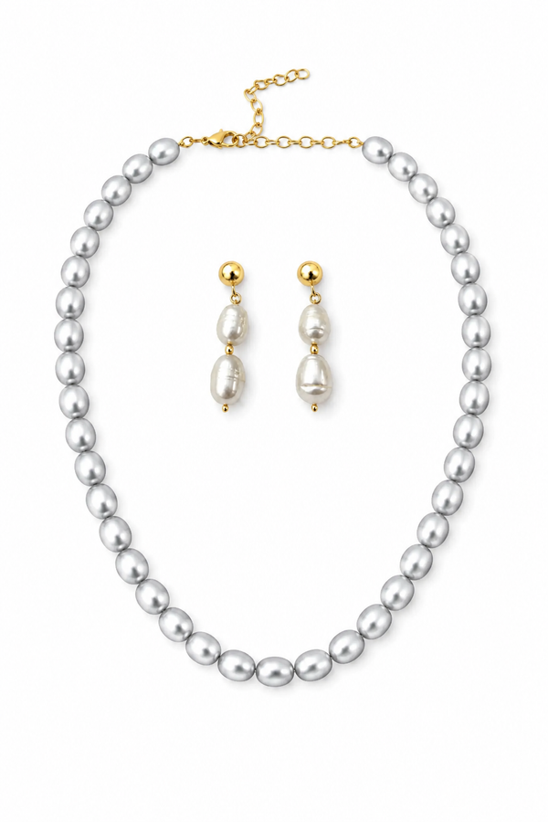 Baroque Silver Tahiti Necklace Set