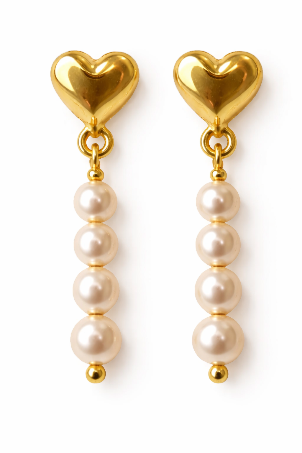 Heart Pearl Drop Earrings