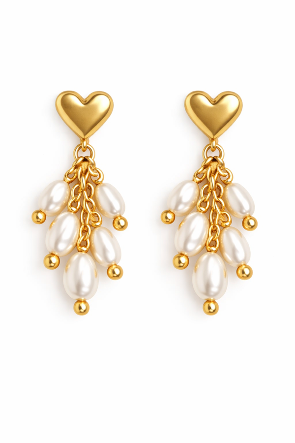 Heart Drift Pearl Earrings