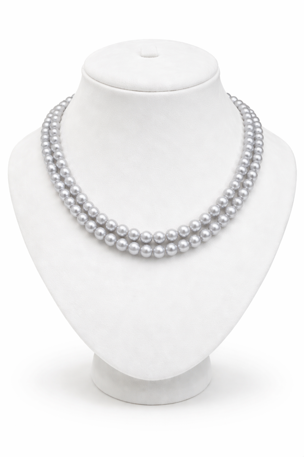 Twin Silver Ash Oval Pearl Necklace