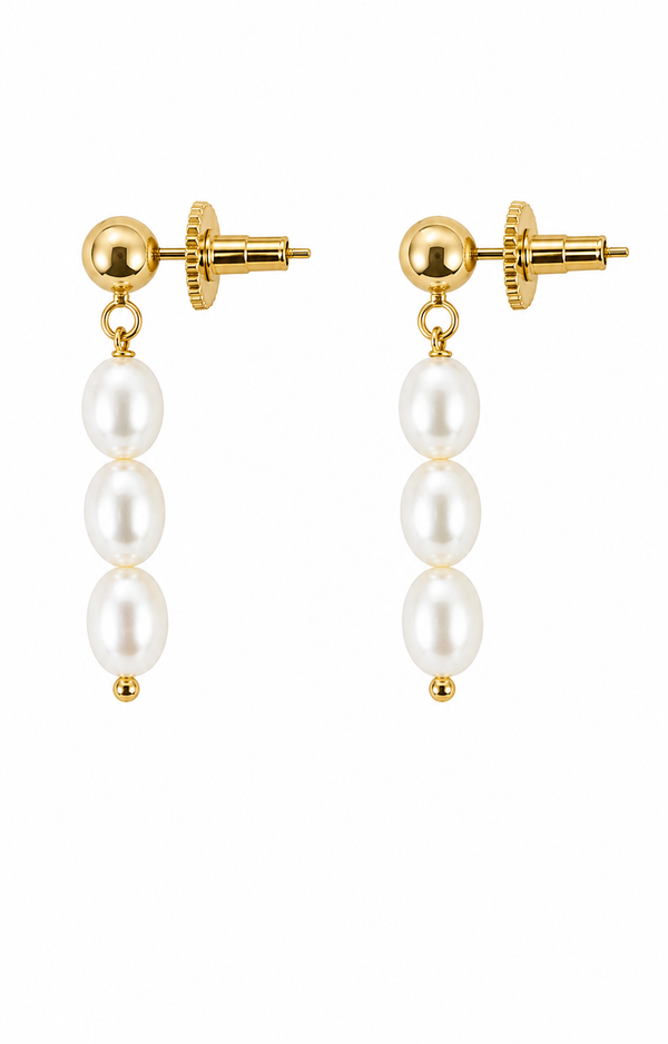 Oval Pearl Drop Earrings