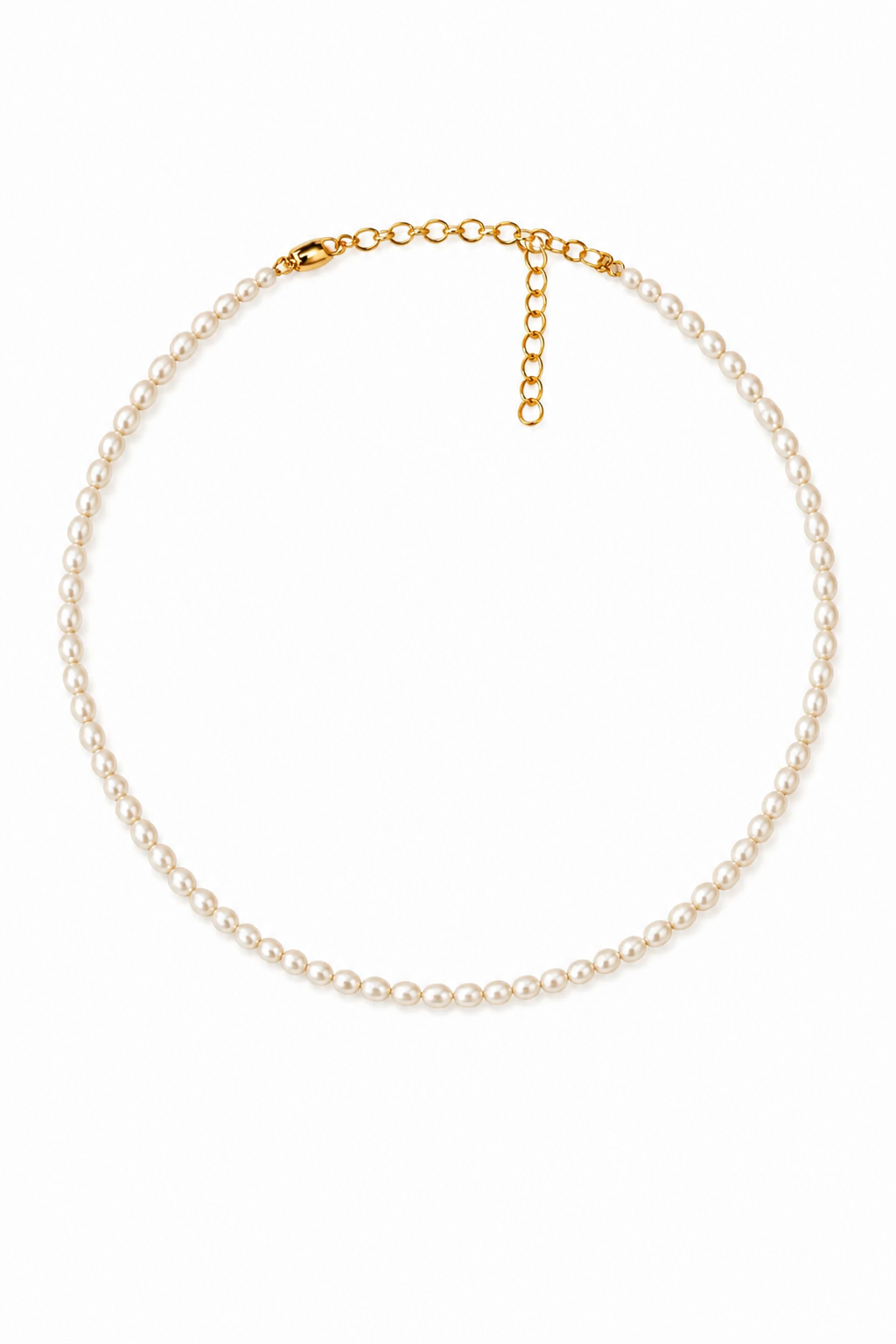 Off White Small Oval Pearl Necklace