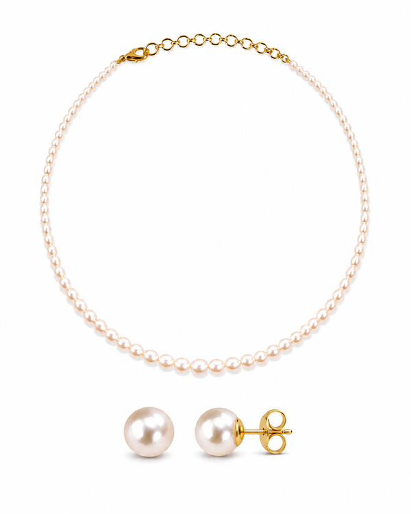 Cherry Blossom Necklace & White Studs Set