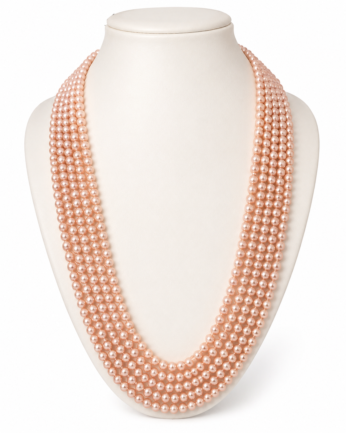 Baby Pink 5 Layer Round Pearl Necklace