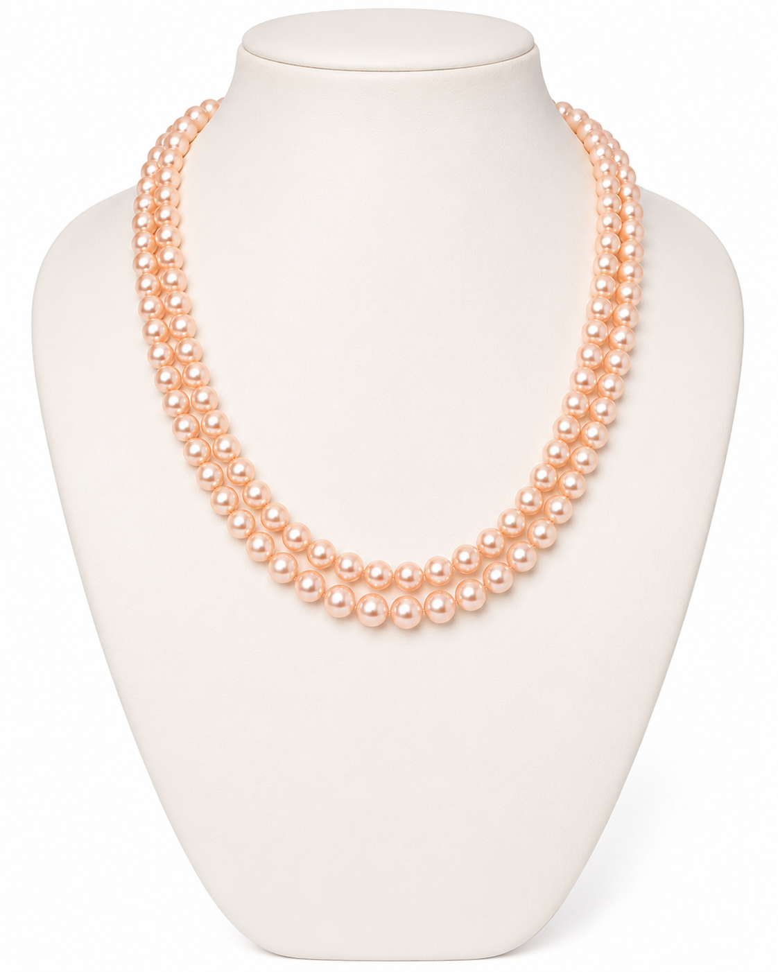 Baby Pink Round Twin Pearl Necklace