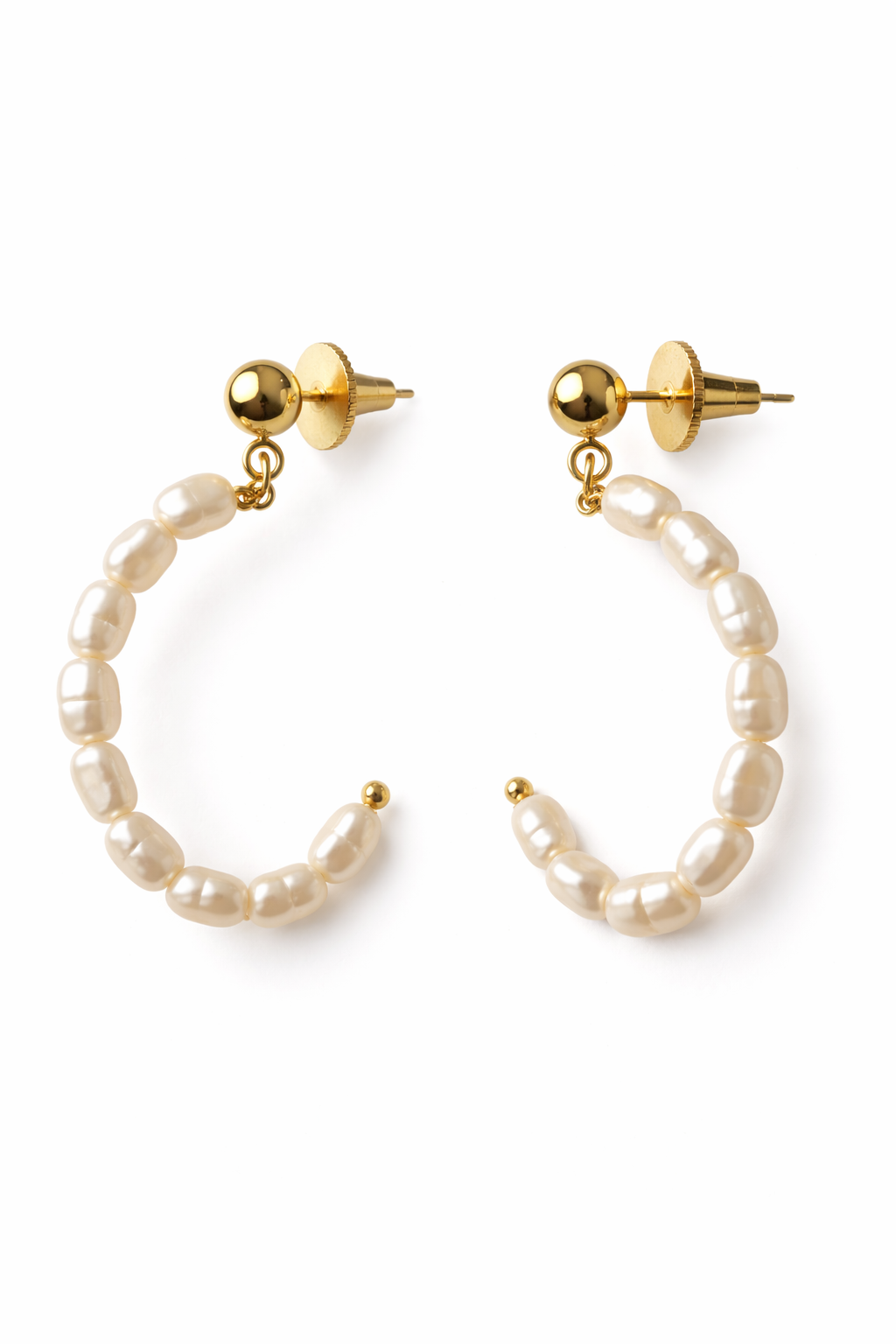 Mini Hoop Pearl Drop Earrings