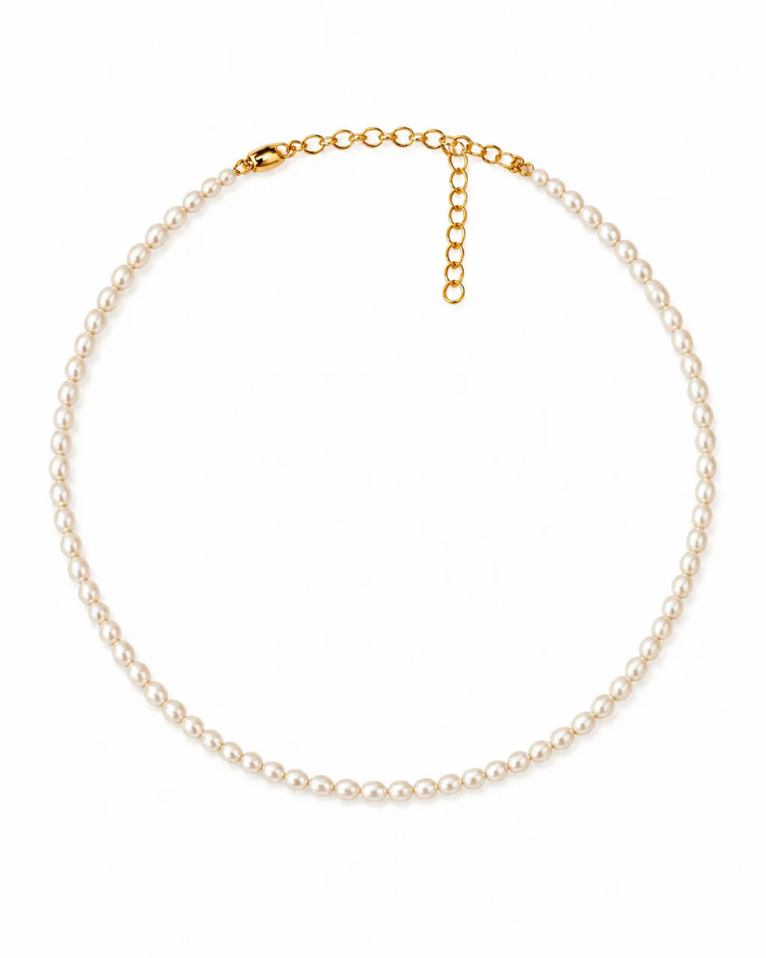 Off White Small Oval Pearl Necklace