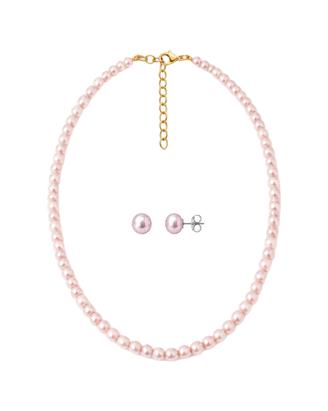 Plum Blossom Pearl Necklace & Studs Set