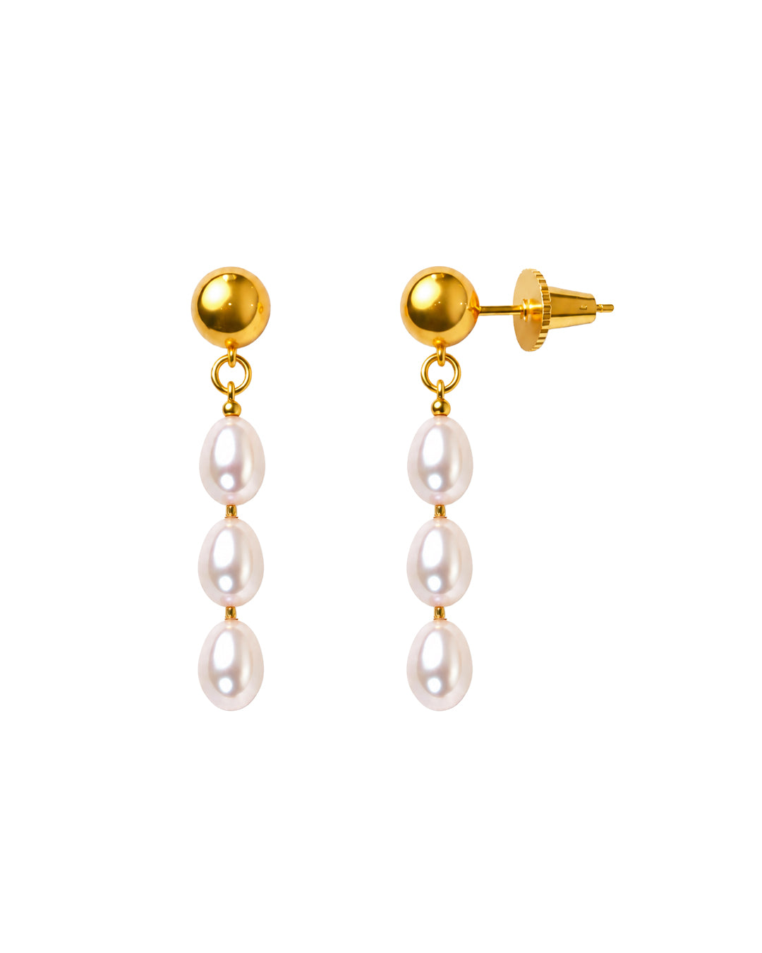 Satin Pink Oval Pearl Drop Earring
