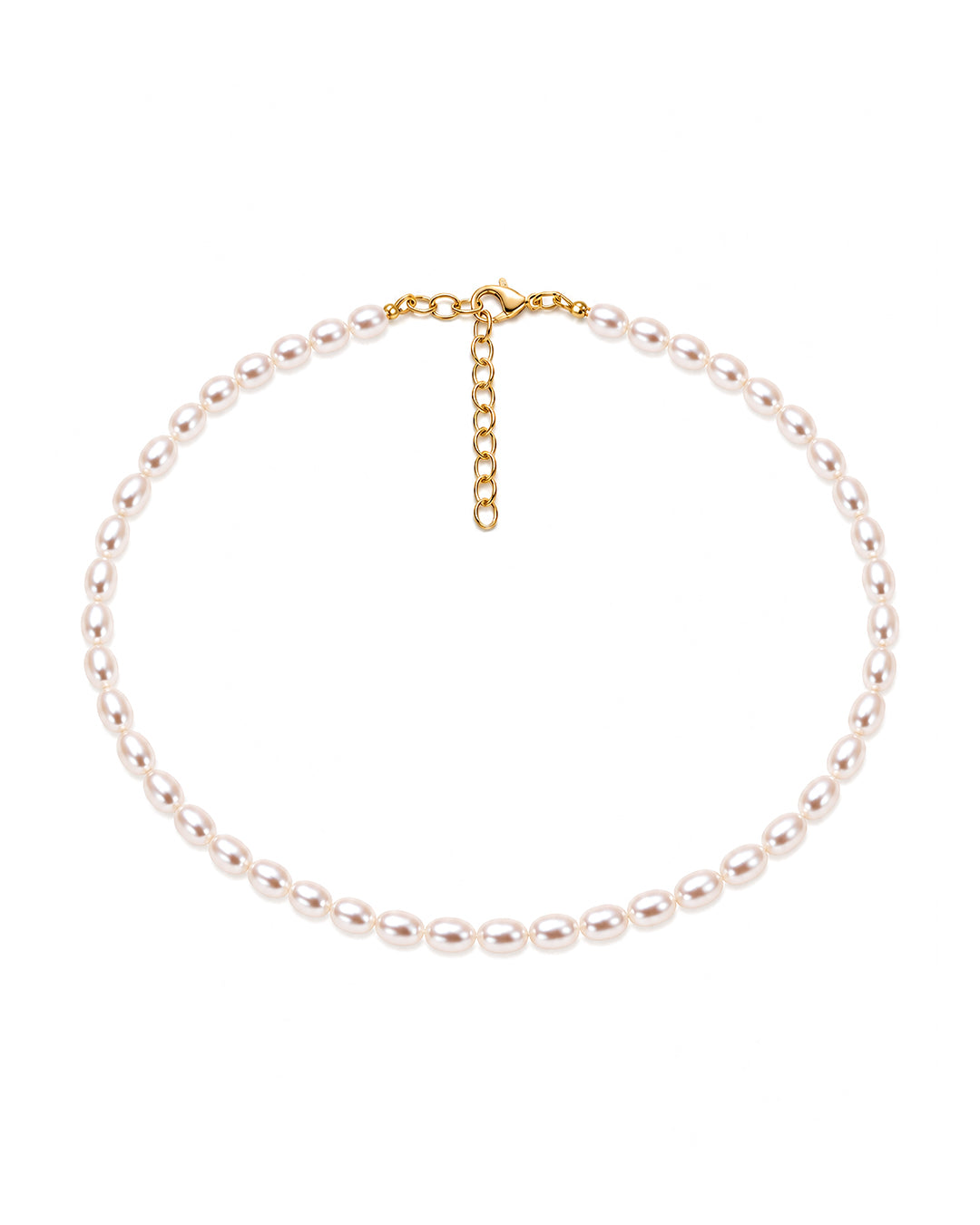 Satin Pink Oval Pearl Necklace