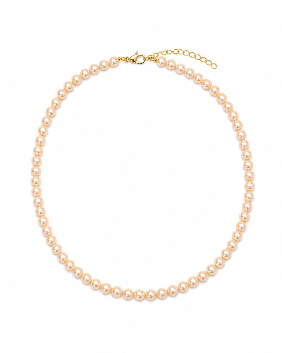 Soft Peach Round Pearl Necklace