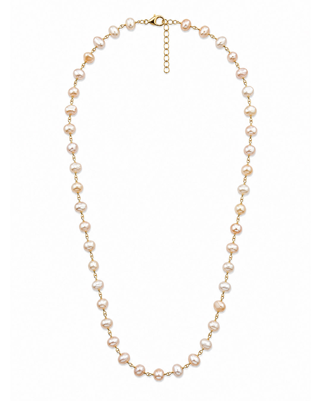 Peach Pearl Long Chain Necklace