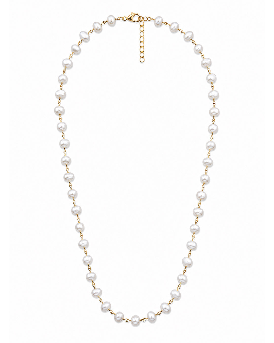 White Pearl Long Chain Necklace