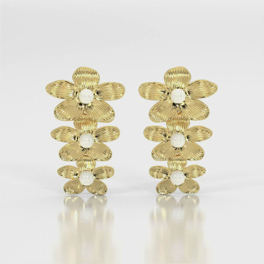 3 Drop Freshwater Pearl Earrings