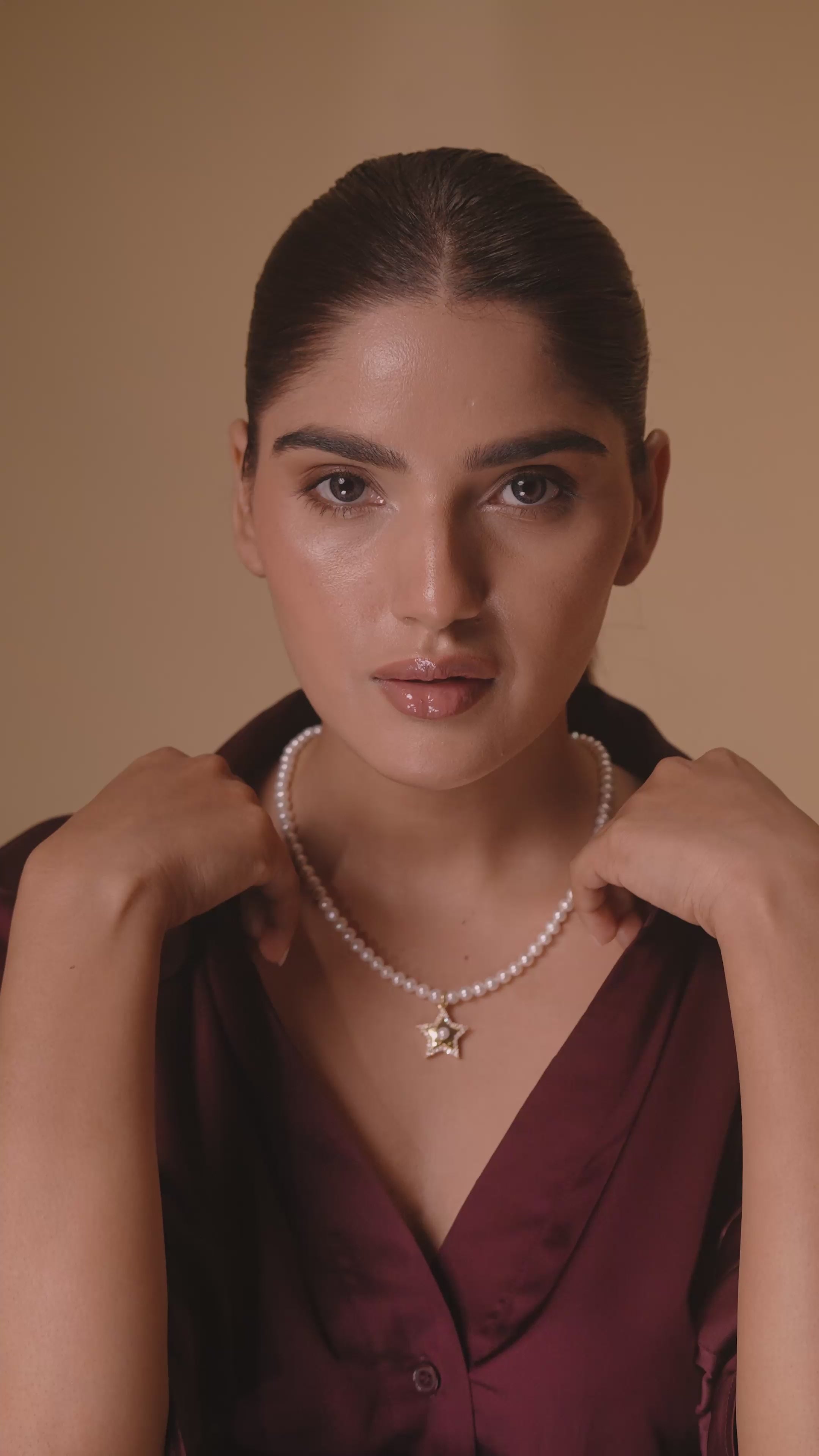 Diamond Star Pearl Necklace - Detachable Pendant (Wear 3 Ways)